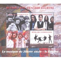 CENTRAFRICANA  - 2011 - MUSICA - BEATLES SERIE 1 - SERIE 4 SELOS CARIMBADOS