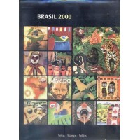 2000 - CARTELA ANUAL EMITIDA E MONTADA PELOS CORREIOS BRASILEIROS - CAPA PRETA - ENVELOPE EXTERNO COM PEQUENO RASGO E AMASSADOS