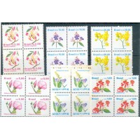 R-676/681 - 1990 - FLORA BRASILEIRA - PADRÃO CRUZEIRO - 1,00 MARIA SEM VERGONHA - 2,00 PAINEIRA - 5,00 HIBISCO - 10,00 QUARESMEIRA - 20,00 FEDEGOSO- 50,00 SOMBREIRO - SÉRIE 6 QUADRAS - MINT - RHM R$ 48,00 (9,60 UFS X R$ 5,00)