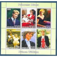 BENIN - 2004 - PRINCESA DIANA - BLOCO COM 6 SELOS