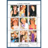 S.TOMÉ E PRÍCIPE  - PRINCESA DIANA - BLOCO COM 9 SELOS