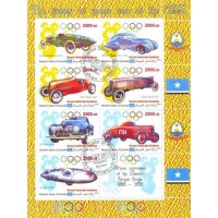 SOMÁLIA - 2010 - A HISTÓRIA DOS CARROS DE CORRIDA - BLOCO COM 8 SELOS
