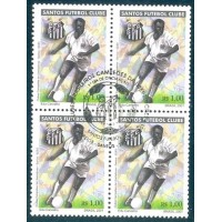 C-2376 - 2001 - CLUBES BRASILEIROS CAMPEÕES DA LIBERTADORES DA AMÉRICA: SANTOS - JOGADOR E EMBLEMA - QUADRA - CARIMBO CBC - GOMADA