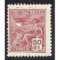R-268 (1930) 50 RÉIS AVIAÇÃO VINHO - SÉIRE VOVÓ COM FILIGRANA J  ESTADINHO: ESTADOS UNIDOS DO BRASIL LETRAS MENORES HORIZONTAL - MINT - GOMADO - RHM R$ 10,00 ( 2 UFS X R$ 5,00)