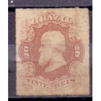 I-31 - 1876 - DOM PEDRO II - PERCÊ - 20 RÉIS - CASTANHO LILÁS - LEVE CARIMBO