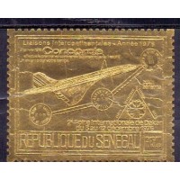 SENEGAL - PRIMEIRO VÔO COMERCIAL DO AVIÃO CONCORDE - CLT/VEN 48282 - Y A-157 (1977) PRIMEIRO VÔO COMERCIAL O AVIÃO CONCORDE- 1500f SOBRE FOLHA DE OURO