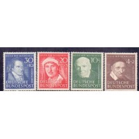 ALEMANHA FEDERAL - BENFEITORES DA HUMANIDADE - Y 0029/32 (1951) BENFEITORES DA HUMANIDADE: S. VICENTE DE PAULA, BADELSCHWINGH, ELSA BRANDSTROM, PESTALOZZI - SÉRIE 4 SELOS MUITO BONITOS, NOVOS MAS SEM GOMA 