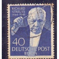 ALEMANHA BERLIN USADO -90º ANIVERSÁRIO DA MORTE DE REICHARD STRAUSS - Y 0109 (1954) 90º ANIVERSÁRIO DA MORTE DE RICHARD STRAUSS - SELO USADO 