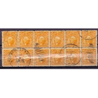 PHILIPPINAS - PEÇA DE EFEITO - CELBRIDADE - GEORGE WASHINGTON - 20 C. AMARELO GEORGE WASHINGTON - BLOCO DE 12 SELOS CIRCULADOS - MUITO BONITO