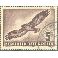 ÁUSTRIA - Y Ae 58 (1950-53) - AVES EM VÔO - SELO USADO DE UMA SÉRIE DE 7 SELOS 