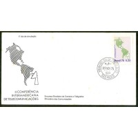 FDC-081 - 1975 - II CITEL - C-0912 - CARIMBO 1º DIA SP - COM MANCHAS DE FERRUGEM NOS SELOS E NO ENVELOPE - RHM R$ 212,50 (42,50 UFs X R$ 5,00)