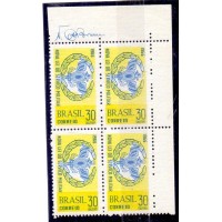 C-0553Y - 1966 - PROPAGANDA DA NOVA LEI MILITAR - EMBLEMA - QUADRA CANTO DE FOLHA SUPERIOR ESQUERDO COM ASSINATURA - MARMORIZADO - MINT - GOMADA - RHM R$ 640,00 (128 UFs X R$ 5,00)