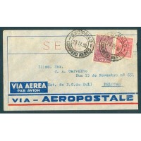 ENVELOPE CIRCULADO DE SÃO PAULO PARA PELOTAS VIA AEROPOSTALE (ENVELOPE PRÓPRIO) COM CARIMBO AÉREO  DE 28/06/32 SOBRE OS SELOS RHM 184 +A-20 COM CARIMBO DE CHEGADA