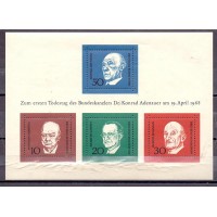 ALEMANHA FEDERAL - Y B-3 MI B-4 (1969) ANIVERSÁRIO DA MORTE DO CHANCELER ADENAUER - RETRATOS DE PERSONALIDADES ADENAUER- CHURCHILL - ETC BLOCO MINT- CATÁLOGO ( MÉDIA)