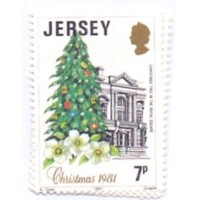JERSEY - 1981 - MINT - NATAL - ÁRVORE, VITRAL, CAÇA A RAPOSA - SÉRIE 3 SELOS YT-264/66