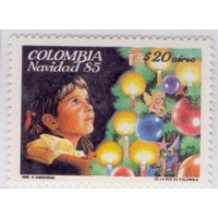 COLÔMBIA - 1985 - MINT - AÉREO - NATAL - MENINA E ENFEITES - YT-0744