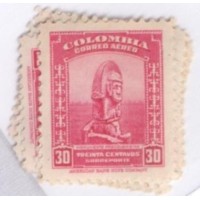 COLÔMBIA - AÉREO - NOCO  / MARCA DE CHARNEIRA - 9 SELOS - MONUMENTO PRECOLOMBINHO