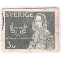 SUÉCIA - 1965 - USADO - CENTENÁRIO DA MORTE DA ESCRITORA FREDERIKA BREMER (1801-1865) SÉRIE 2 SELOS USADOS C/ DENTEAÇÃO LATERAL - YT-0527/528