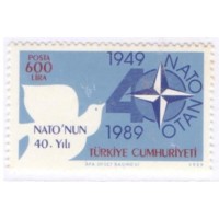 TURQUIA - 1989 - MINT - 40º ANIVERSÁRIO DA OTAN POMBA DA PAZ E EMBLEMA - YT-2599
