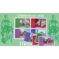 MALAWI - 1978 - MINT - BLOCO + 4 SELOS - NATAL - IGREJAS - YT-307/10