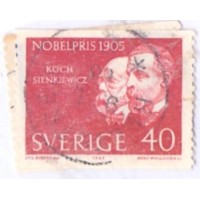 SUÉCIA - 1965 - USADO - LAUREADOS DO PRÊMIO NOBEL DE 1905 CIÊNTISTA, MÉDICO, ESCRITOR, SÉRIE 2 SELOS - YT-0529/530