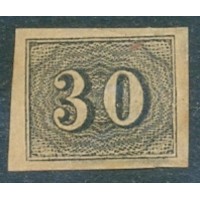 I-13 - 1850 - OLHO DE CABRA - VERTICAIS - 30 RÉIS - PRETO - MUITO BONITO - NOVO - SEM GOMA - CHARNEIRA