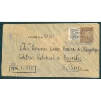 EV-23 - 1942 - SELOS-FIXO "SIDERURGIA" COM A COR MUDADA - Cr$ 1,00 , SELO FIXO CASTANHO ESCURO IMP.COPAG-RIO (1945) - SELO REGULAR - ENVELOPE CIRCULADO DE SÃO PAULO PARA BARRETOS EM AGOSTO DE 1944 - RHM R$ 1.000,00 (200 UFS X R$ 5,00)