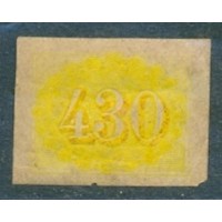 I-22 - 1861 - OLHO DE GATO / COLORIDOS 430 RÉIS - AMARELO - NOVO - GOMA PARCIAL - CHARNEIRA - MANCHADO - EXCELENTES MARGENS JUMBO