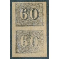 I-14 - 1850 - OLHO DE CABRA / VERTICAIS - 60 RÉIS - PAR COM LEVE FALHA DE IMPRESSÃO EM UM DOS SELOS 