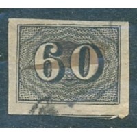 I-14 - 1850 - OLHO DE CABRA / VERTICAIS - 60 RÉIS - SELO COM CARIMBO - LEVE MARCA DE DOBRA