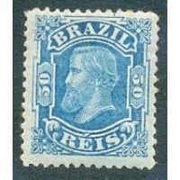 I-48 - 1881 - DOM PEDRO II - CABEÇA PEQUENA - 50 RÉIS - AZUL - NOVO - CHARNEIRA - MUITO BONITO - RHM 375 UFS