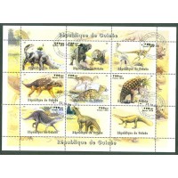 GUINE - DINOSSAUROS - BLOCO CARIMBADO COM 9 SELOS