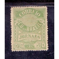 J-24B - NOVO - 50 RÉIS - VARIEDADE: DENTEAÇÃO MISTA - RHM R$ 600,00 (120 UFS) - VARIANTE DE CHAPA C - CATALOGADA NO ENCICLOPÉDICO (LETRAS RECORTADAS) - ACRÉSCIMO DE R$ 300,00 (60 UFS) - TOTAL RHM R$ 900,00 (180 UFS)