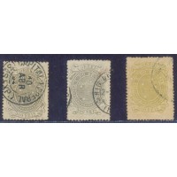R-075/075b - 1890 - CONJUNTO SELOS CARIMBADOS COM AS 3 VARIAÇÕES DE CORES - CRUZEIRO - 500 RÉIS - PONTOS DE OXIDAÇÃO - RHM  R$ 535,00 (107 UFS X R$ 5,00)