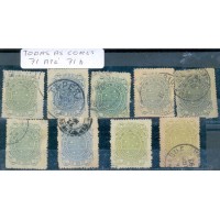 R-071/071h – CONJUNTO COM 8 SELOS CARIMBADOS COM TODAS AS CORES – CRUZEIRO 50 RÉIS - SEM GOMA - ALGUNS COM CHARNEIRA - PONTOS DE OXIDAÇÃO - RHM R$ 595,00 (119 UFS X R$ 5,00)