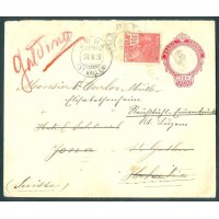 EN-76 - 1928 - ABAS MODELO II - FORMATO 129/132 X106/108MM - CARMIM - CIRCULADO DO BRASIL PARA SUÍÇA COM CARIMBO DE CHEGADA EM JONA - 23 DE MAIO DE 1930 - COM SELO ADICIONAL REGULAR DE 300 RÉIS - RHM R$ 95,00 (19 X R$ 5,00)