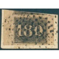 I-16 - 1850 - CARIMBO MUDO DE PONTOS - OLHO DE CABRA / VERTICAIS - 180 RÉIS - PRETO - MARGENS LINDAS