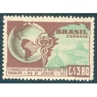 C-0285 - II CONGRESSO AMERICANO DE MEDICINA DO TRABALHO- 1952 - RIO DE JANEIRO - MINT - GOMADO - LINDO SELO