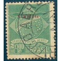V-03 - VARIG - 1927 - EMISSÃO PROVISÓRIA -  CARIMBADO - SEM GOMA - CHARNEIRA - RHM R$ 450,00 (90 UFs X R$ 5,00)