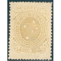 R-077B - CRUZEIRO - 1.000 RÉIS - OCRE - DENTEAÇÃO MISTA - NOVO - SEM GOMA - PEQUENO AMENCÍ CANTO INFERIOR DIREITO - LINDO SELO! RHM R$ 6.600,00 (1.320 UFS X R$ 5,00)