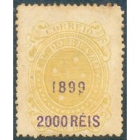 R-135Ab - 1899 - SELO CRUZEIRO DO SUL - CASTANHO AMARELADO - 2000 RÉIS -  DENTEAÇÃO 13 - NOVO - GOMADO - CHARNEIRA - ALGUMA FERRUGEM - RHM R$ 1.350,00 (270 UFs X 5,00)