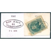 I-34A - 1876 - DOM PEDRO II - "PERCÉ" - 100 RÉIS - VERDE - TIPO 2a - CARIMBO BOM JESUS DE ITABAPOANNA