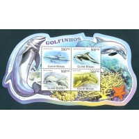 GUINE BISSAU - 2011 - GOLFINHOS - LINDO BLOCO COM 4 SELOS!!!