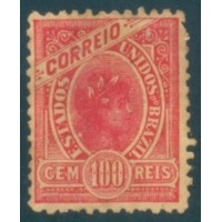 R-102 - 1902/1905 - MADRUGADA REPUBLICANA - TIPOS ANTERIORES - PAPEL MÉDIO TRAMADO - DENT. 11.5 - 100 RÉIS - NOVO - SEM GOMA - CHARNEIRA - PONTOS DE OXIDAÇÃO -  RHM R$ 1.950,00 (390 UFs X 5,00)