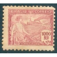 R-206 - VOVÓ - FILIGRANA CASA "D" - 1000 RÉIS - NAVEGAÇÃO - VINHO - NOVO - COM GOMA - CHARNEIRA - PONTOS DE OXIDAÇÃO - MUITO BONITO - RHM 435 UFS