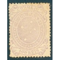 R-078 - 1890 - SELO CRUZEIRO TIPOGRAFADO 100 RÉIS LILÁS PÁLIDO - DENTEAÇÃO 13 - SEM FILIGRANA - NOVO - SEM GOMA - COM LEVE OXIDAÇÃO - RHM 300 UFS