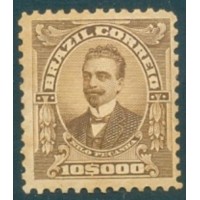 R-153 - 1906/17 - ALEGORIAS REPUBLICANAS - 10$000 - PARDO - NILO PEÇANHA - NOVO - GOMADO - CHARNEIRA - RHM R$ 125,00 (25 UFs X 5,00)