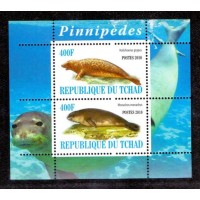 TCHAD - 2010 - FAUNA MARINHA - FOCAS - LINDO BLOCO COM 2 SELOS