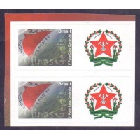 C-3410 - 2015 - MINAS GERAIS - BANDEIRA - ADESIVO - FORMATO QUADRA - VINHETA BRASÃO 