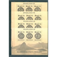 BL-095FIL (BL-095X) - 1993 - MINT (EMITIDOS SEM GOMA) - 150 ANOS DO SELO POSTAL - 4 BLOCOS - POSIÇÃO DE FILIGRANA DIFERENTES - RHM 300 UFS
